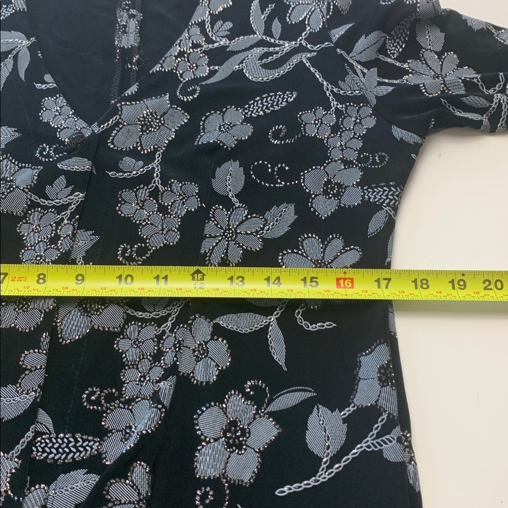 Black w Blue Grey Embellishments and Sparkles Long Sleeve Formal Jacket - Picture 9 of 14